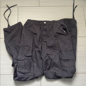 Woman’s Black Cargo Pants with Elastic Waist